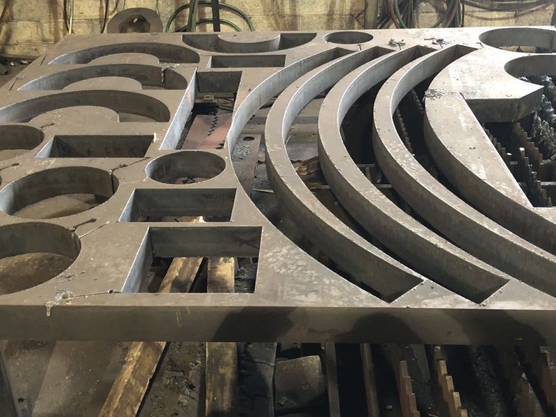 Steel plate cut outs from large steel sheet at steel plate distributer in Pennsylvania