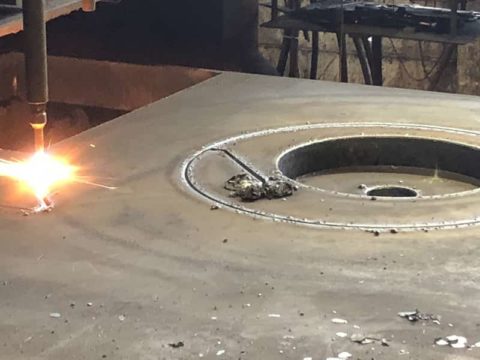 Cutting large steel plates at steel plate supplier in Pennsylvania