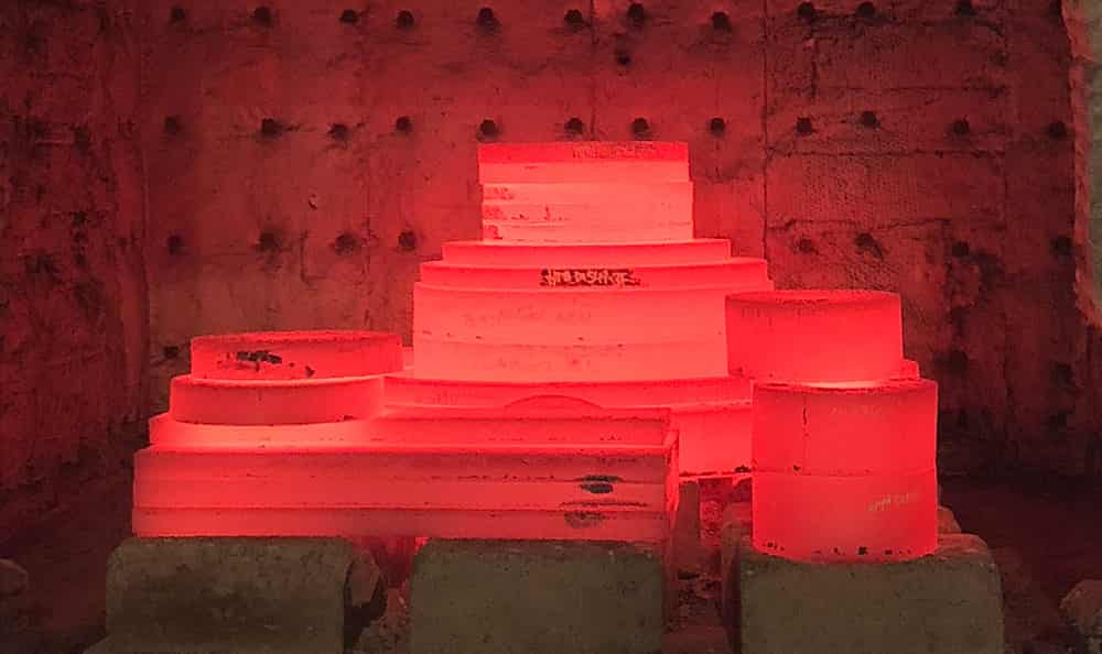 Stack of hot steel at steel plate supplier in Pennsylvania